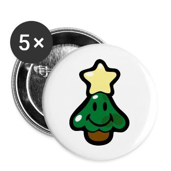 Smiley Christmas Tree with Star - Lot de 5 grands badges (56 mm) - blanc - Devant