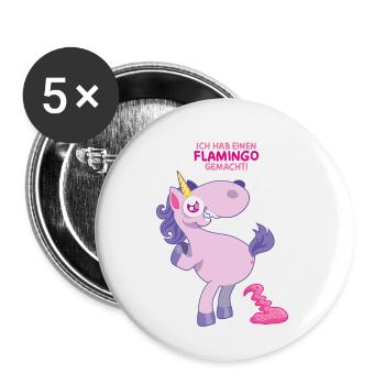 Einhorn Flamingo gemacht - Buttons groß 56 mm (5er Pack) - Weiß - Vorne
