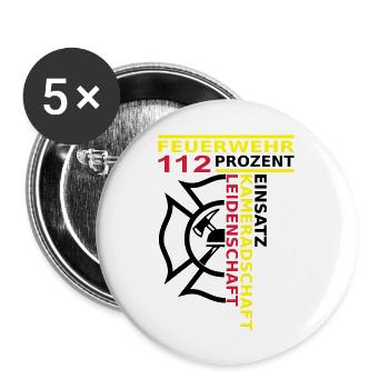 112% Einsatz Kameradschaft Leidenschaft - Buttons groß 56 mm (5er Pack) - Weiß - Vorne