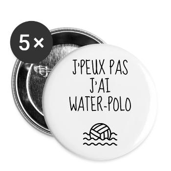 Wasserball / Waterpolo / Water Polo / Sport - Buttons groß 56 mm (5er Pack) - Weiß - Vorne