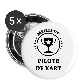 Go-Kart / Karting / Kart / Fahrer - Buttons groß 56 mm (5er Pack) - Weiß - Vorne