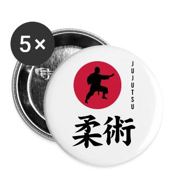 Jujutsu Jiu Jitsu Jiujitsu Ju-jitsu Jiu-jitsu - Buttons large 2.2''/56 mm (5-pack) - white - Front