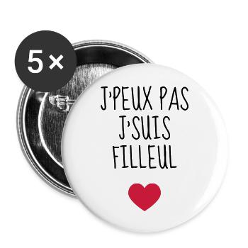 Patin / Pate / Patentochter / Patensohn - Buttons groß 56 mm (5er Pack) - Weiß - Vorne