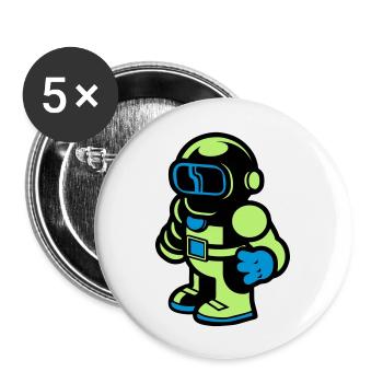 Cartoon Spaceman Astronaut - Buttons large 2.2''/56 mm (5-pack) - white - Front
