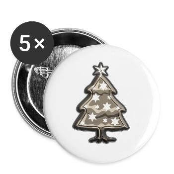 Arbre de Noël Noël - Lot de 5 grands badges (56 mm) - blanc - Devant