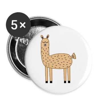Lama Llama braun - Buttons groß 56 mm (5er Pack) - Weiß - Vorne