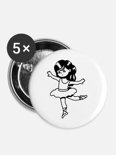ballerina kind mädchen - Buttons groß 56 mm (5er Pack) - Weiß