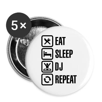 Eat Sleep DJ Repeat - Buttons groß 56 mm (5er Pack) - Weiß - Vorne