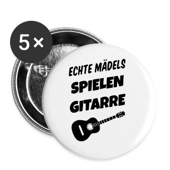Echte Mädels spielen Gitarre - Buttons groß 56 mm (5er Pack) - Weiß - Vorne