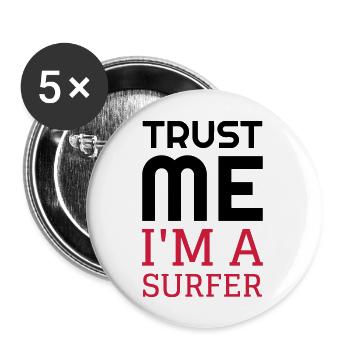 Surf / Surfing / Surfer / Surfen / Beach - Buttons large 2.2''/56 mm (5-pack) - white - Front