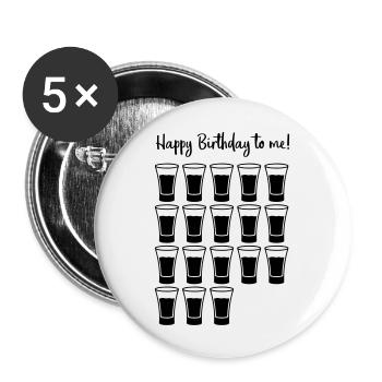 shots 18 happy birthday design - Buttons groß 56 mm (5er Pack) - Weiß - Vorne