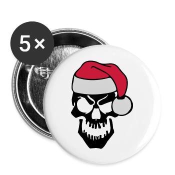 skull christmas - Buttons groß 56 mm (5er Pack) - Weiß - Vorne