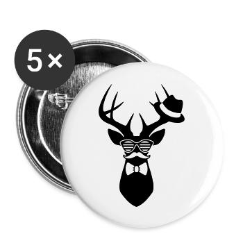 hirsch bachelor - Buttons groß 56 mm (5er Pack) - Weiß - Vorne