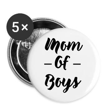 Mom of boys - Buttons large 2.2''/56 mm (5-pack) - white - Front