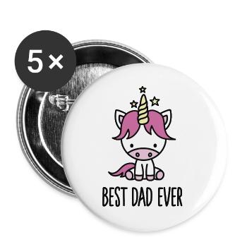 Best dad ever - cute unicorn - Lot de 5 grands badges (56 mm) - blanc - Devant