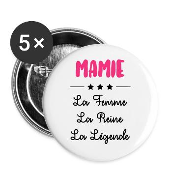 Großmütter / Oma / Mami / Großmutter / Mamy - Buttons groß 56 mm (5er Pack) - Weiß - Vorne