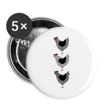 Hühner Huhn Hahn Kücken Federvieh Vogel Eier Ei - Buttons groß 56 mm (5er Pack) - Weiß - Vorne