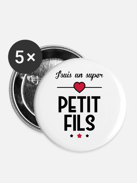 Petit Fils Enfant Bébé Famille Naissance Noël - Buttons large 2.2''/56 mm (5-pack) - white
