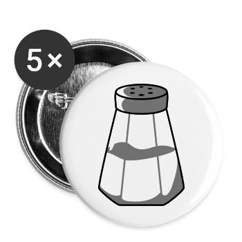 Conception de distributeur de sel - Lot de 5 grands badges (56 mm) - blanc - Devant