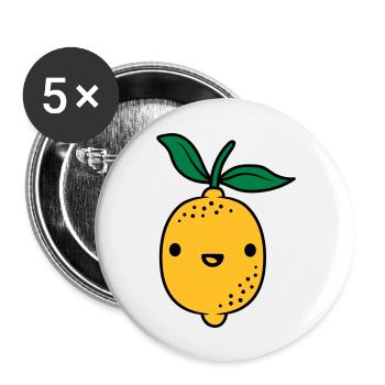 Kawaii lemon fruit - Buttons large 2.2''/56 mm (5-pack) - white - Front
