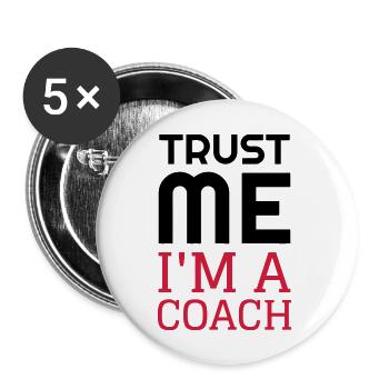Coach / Coaching / Trainer / Sport - Buttons groß 56 mm (5er Pack) - Weiß - Vorne