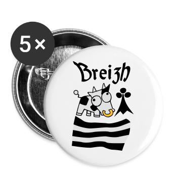 Breizh Bretagne - Lot de 5 grands badges (56 mm) - blanc - Devant