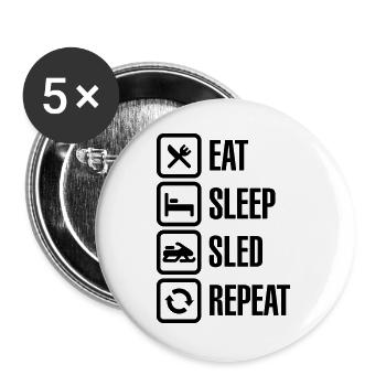 Eat sleep motor sled / snowmobile repeat - Buttons large 2.2''/56 mm (5-pack) - white - Front
