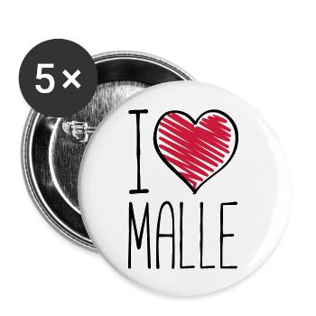 i love malle - Buttons groß 56 mm (5er Pack) - Weiß - Vorne