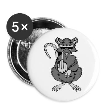 ratte stinkefinger witzig cool sonnenbrille - Buttons groß 56 mm (5er Pack) - Weiß - Vorne