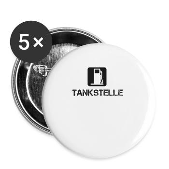 Tankstelle Benzin öl Auto Motor diesel - Buttons groß 56 mm (5er Pack) - Weiß - Vorne
