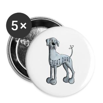 Süße Deutsche Dogge - Buttons groß 56 mm (5er Pack) - Weiß - Vorne