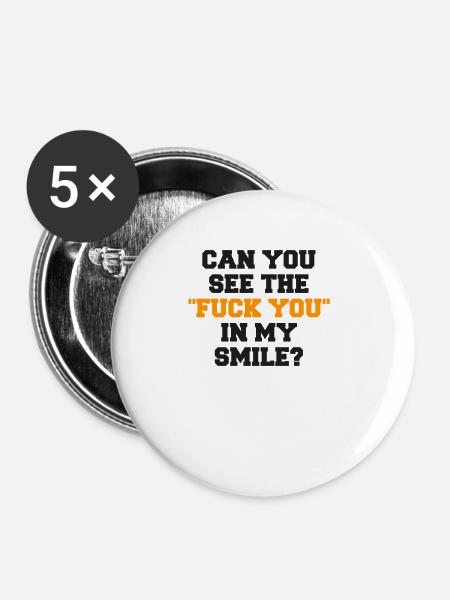 Fuck You - Buttons groß 56 mm (5er Pack) - Weiß