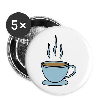 Kaffee - Buttons groß 56 mm (5er Pack) - Weiß - Vorne