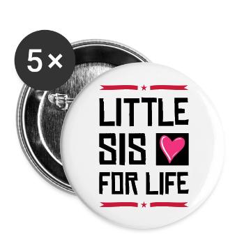little sis for life heart - Buttons groß 56 mm (5er Pack) - Weiß - Vorne
