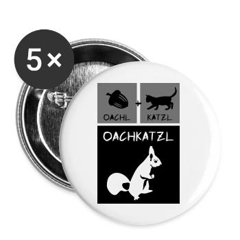 Eichhörnchen - Oachkatzl - Buttons groß 56 mm (5er Pack) - Weiß - Vorne