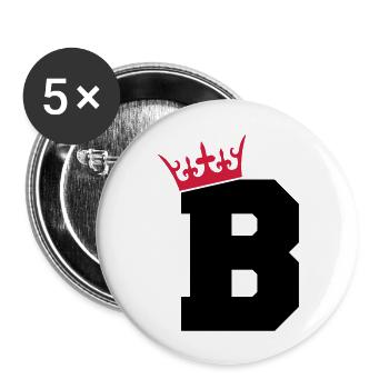 buchstabe_b_king_02 - Buttons groß 56 mm (5er Pack) - Weiß - Vorne