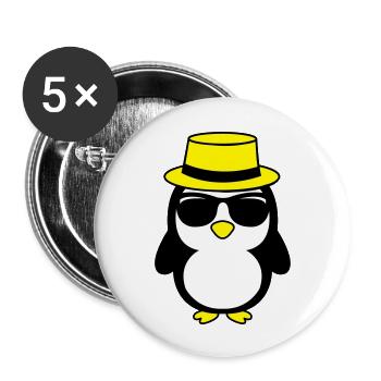 cool_pinguin_02 - Buttons groß 56 mm (5er Pack) - Weiß - Vorne
