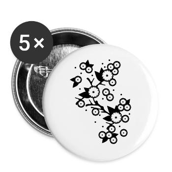 stylized flower branch - Buttons large 2.2''/56 mm (5-pack) - white - Front