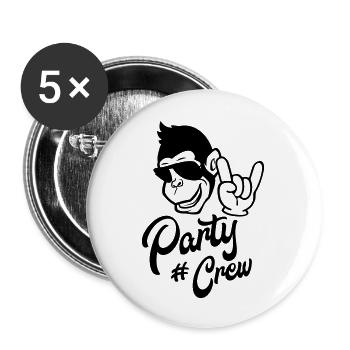 monkey cool party crew - Buttons groß 56 mm (5er Pack) - Weiß - Vorne