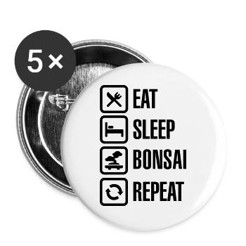 Eat Sleep Bosai Repeat Japonais petit arbre taille - Lot de 5 grands badges (56 mm) - blanc - Devant