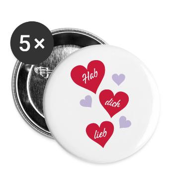 hab_dich_lieb_02 - Buttons groß 56 mm (5er Pack) - Weiß - Vorne