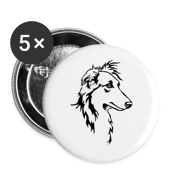 Long hair whippet head - Buttons large 2.2''/56 mm (5-pack) - white - Front
