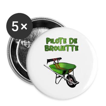 wheelbarrow driver - Buttons large 2.2''/56 mm (5-pack) - white - Front
