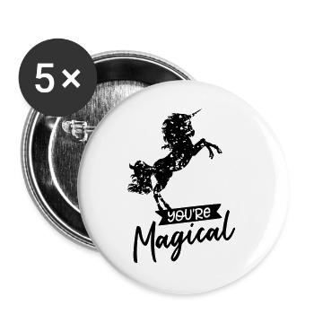 UNICORN YOU ARE MAGICAL - Buttons large 2.2''/56 mm (5-pack) - white - Front