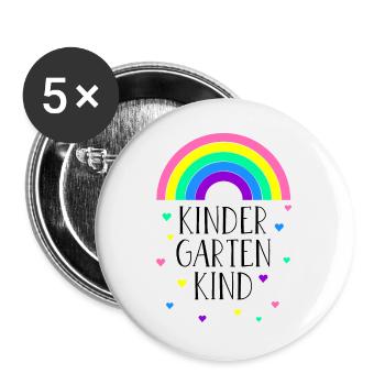 Regenbogen Kindergartenkind Kindergarten Geschenk - Buttons groß 56 mm (5er Pack) - Weiß - Vorne