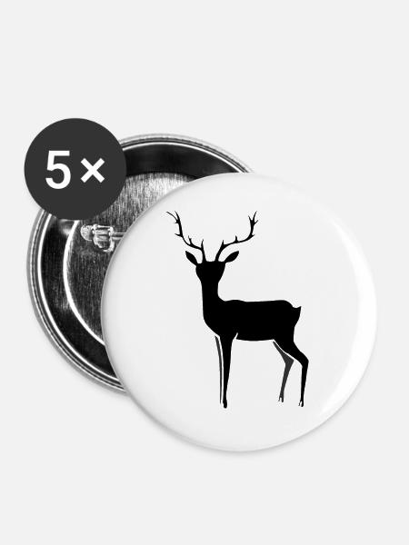 Wild Wildhüter Hirsch Geschenkidee - Buttons groß 56 mm (5er Pack) - Weiß