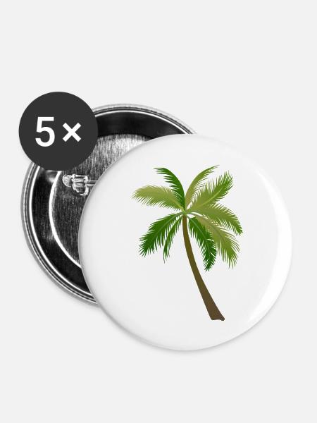 palm tree palm palms - Buttons large 2.2''/56 mm (5-pack) - white