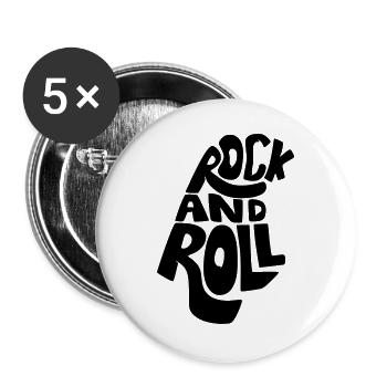 Rock and Roll, musique, musicien guitariste guitare * - Lot de 5 grands badges (56 mm) - blanc - Devant