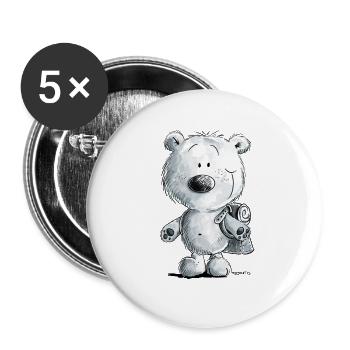 Schoolchild polar bear I schooling 1st class gift - Buttons large 2.2''/56 mm (5-pack) - white - Front