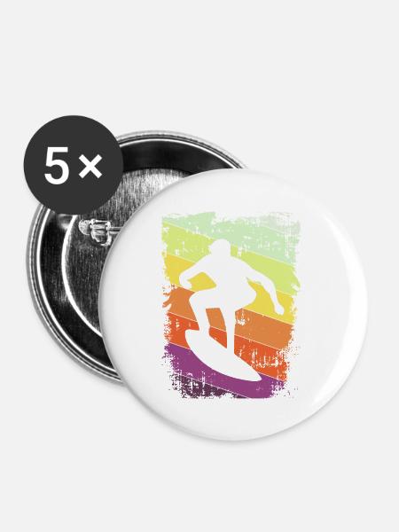Surfer Surfen - Buttons groß 56 mm (5er Pack) - Weiß